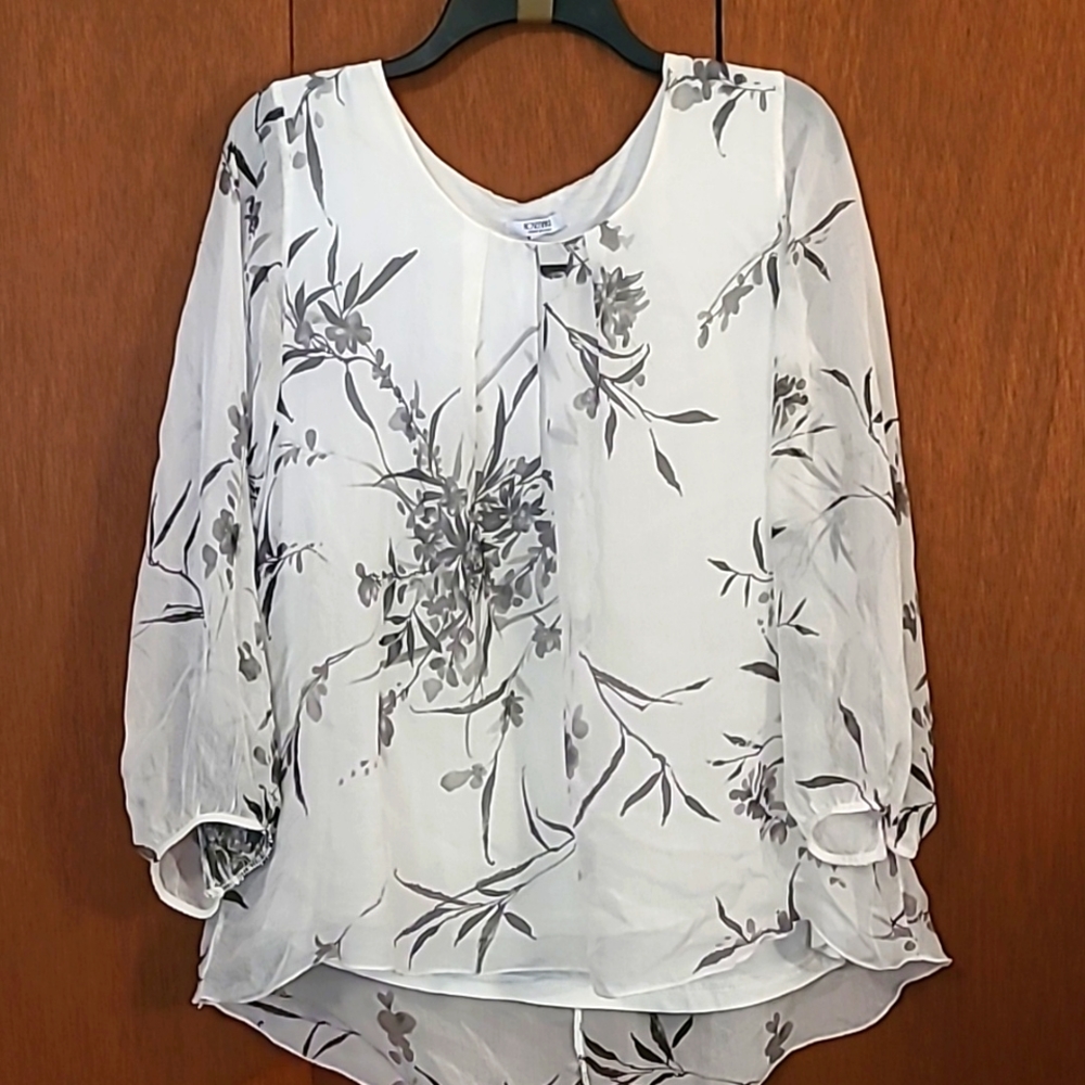 Rosemarie floral sheer ivory blouse S
